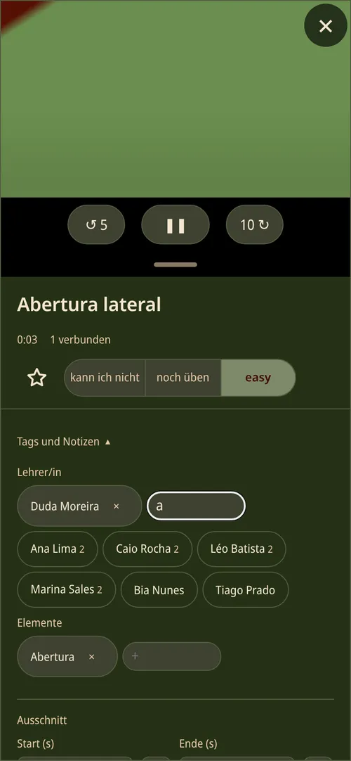 Clip mit Lehrer/in-Tag und Vorschlägen
